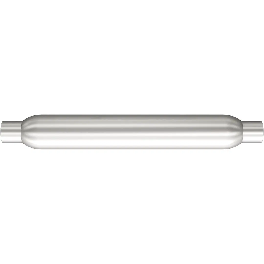 18146 – MAGNAFLOW Exhaust Muffler, 4 Inch Diameter Round Aluminized Steel Case Single 2-1/2 Inch Center Inlet Single ...